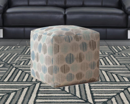 Housse de pouf à pois en coton bleu 17"