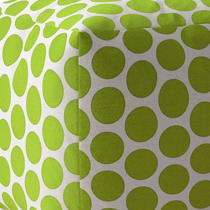 Housse de pouf à pois en coton vert et blanc 17"