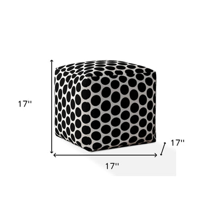 Housse de pouf à pois en coton noir 17"