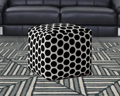 Housse de pouf à pois en coton noir 17"