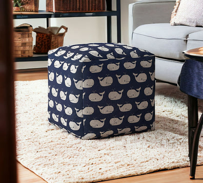 Housse de pouf baleine en sergé bleu 17"