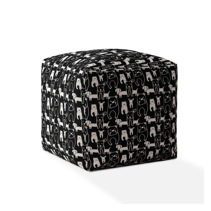 Housse de pouf pour chien en coton noir et blanc 17"