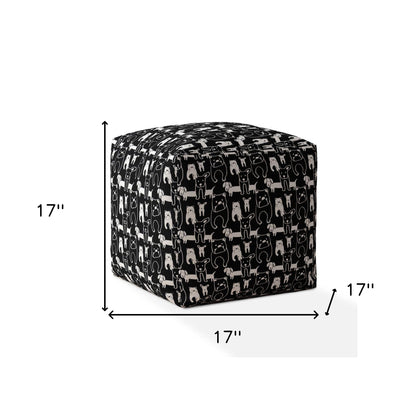 Housse de pouf pour chien en coton noir et blanc 17"