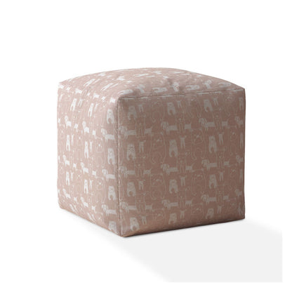 Housse de pouf pour chien en coton rose et blanc 17"