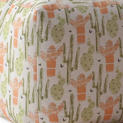 Housse de pouf cactus en coton orange 17"