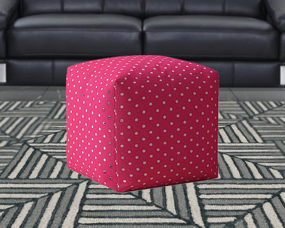 Housse de pouf à pois en coton rose et blanc 17"