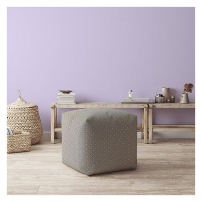 Housse de pouf à pois en coton gris 17"