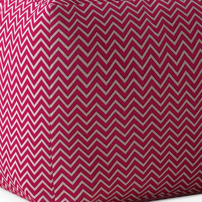 Housse de pouf en coton rose à chevrons de 17 po