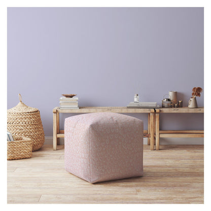 Housse de pouf abstraite en coton rose 17"