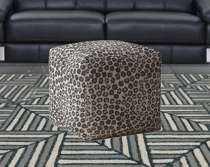 Housse de pouf abstraite en coton beige 17"