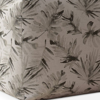 Housse de pouf en coton beige à motif floral de 17 po