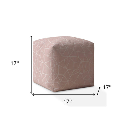 Housse de pouf géométrique en toile rose 17"