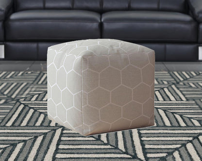 Housse de pouf géométrique en coton gris 17"