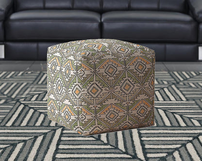 Housse de pouf en coton damassé orange 17"