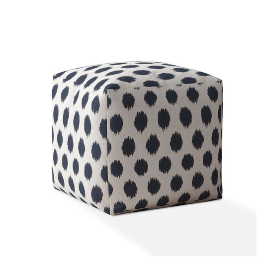 Housse de pouf à pois bleus et blancs en toile de 17 po