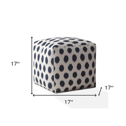 Housse de pouf à pois bleus et blancs en toile de 17 po