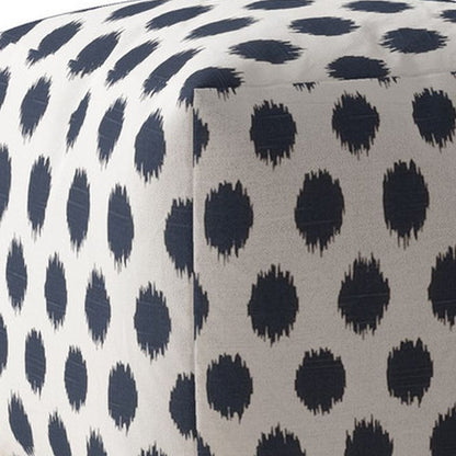 Housse de pouf à pois bleus et blancs en toile de 17 po