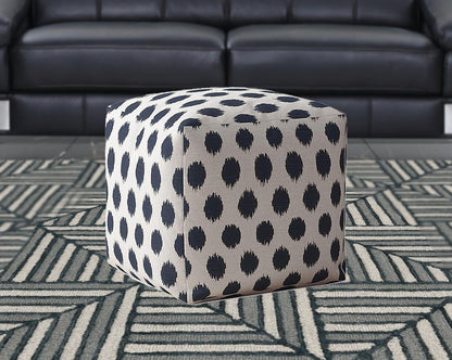 Housse de pouf à pois bleus et blancs en toile de 17 po