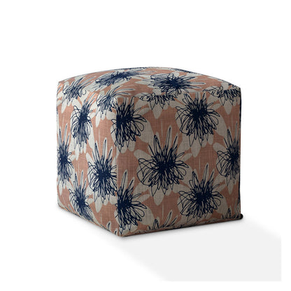 Housse de pouf florale en toile rose et bleue de 17 po