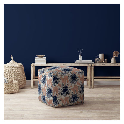 Housse de pouf florale en toile rose et bleue de 17 po