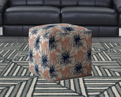 Housse de pouf florale en toile rose et bleue de 17 po