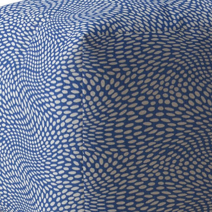 Housse de pouf à pois bleus et blancs en toile de 17 po