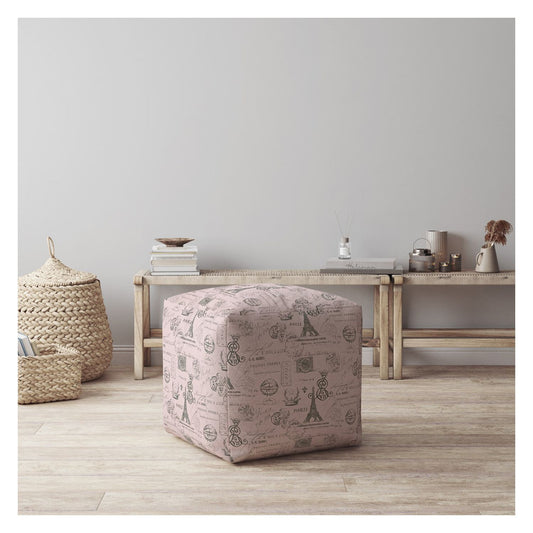 Housse de pouf Paris en sergé rose 17"