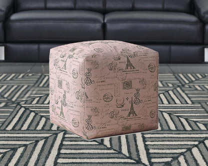 Housse de pouf Paris en sergé rose 17"