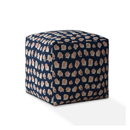 Housse de pouf abstraite en toile bleue 17"