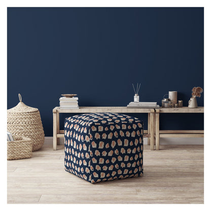 Housse de pouf abstraite en toile bleue 17"