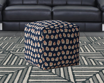 Housse de pouf abstraite en toile bleue 17"