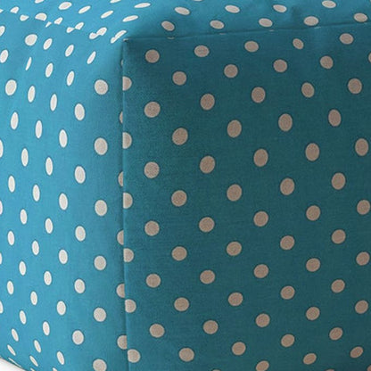 Housse de pouf à pois bleus et blancs en coton 17"