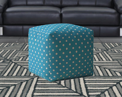 Housse de pouf à pois bleus et blancs en coton 17"