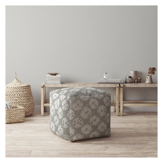 Housse de pouf abstraite en toile grise de 17 po