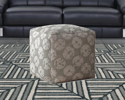 Housse de pouf abstraite en toile grise de 17 po