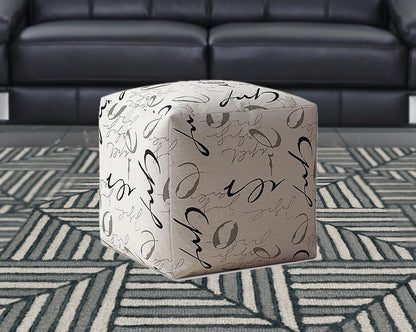 Housse de pouf abstraite en polyester noir et gris de 17 po