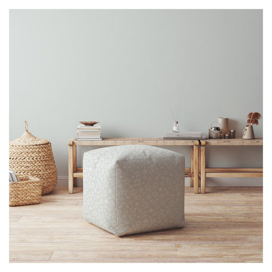 Housse de pouf abstraite en coton gris 17"