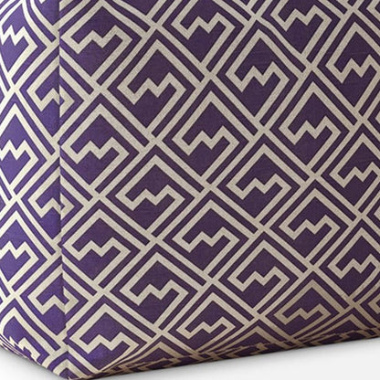 Housse de pouf abstraite en coton violet et blanc de 17 po