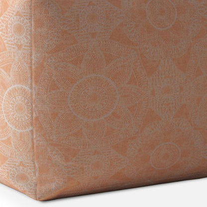 Housse de pouf en coton orange à motif floral de 17 po