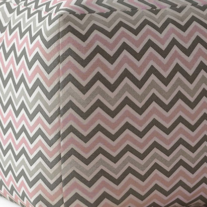 Housse de pouf en sergé gris à chevrons de 17 po