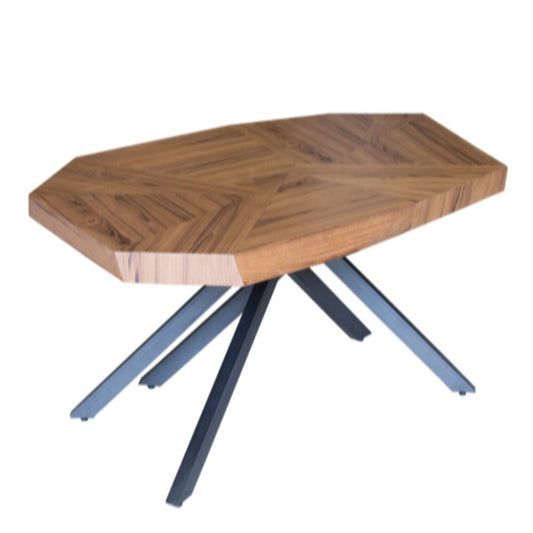 Table basse de forme libre en bois massif et fer brun et gris foncé de 42 po