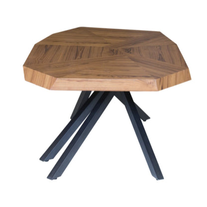 Table basse de forme libre en bois massif et fer brun et gris foncé de 42 po