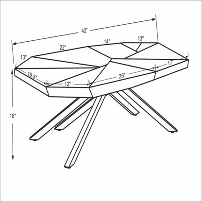 Table basse de forme libre en bois massif et fer brun et gris foncé de 42 po