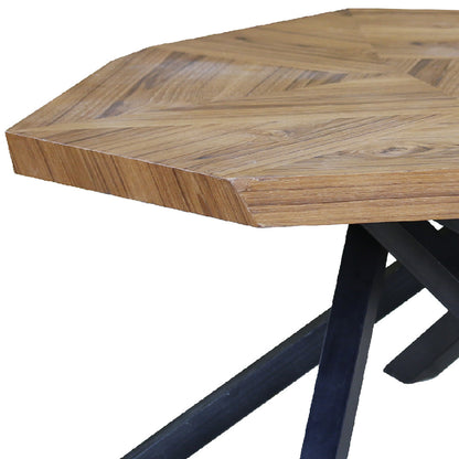 Table basse de forme libre en bois massif et fer brun et gris foncé de 42 po