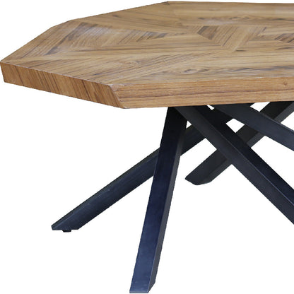 Table basse de forme libre en bois massif et fer brun et gris foncé de 42 po