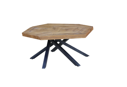 Table basse de forme libre en bois massif et fer brun et gris foncé de 42 po