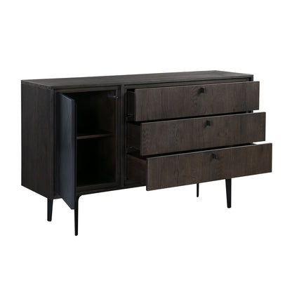 Commode à trois tiroirs en bois massif gris de 63 po