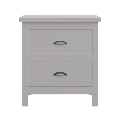 16" Gray Two Drawer Solid Wood Nightstand