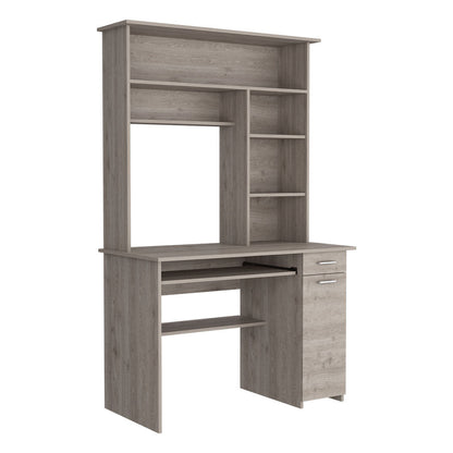 43" Light Gray Computer Desk With Hutch and Bookshelf Set