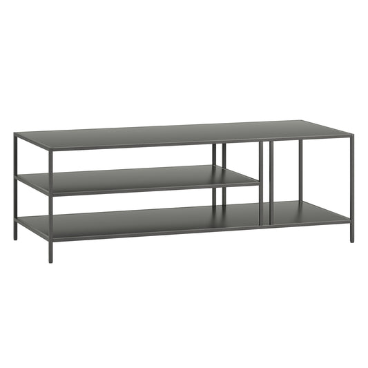 Table basse en acier gris de 48 po avec deux étagères